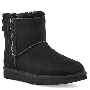 UGG BLACK WATER‎ RESISTANT DOUBLE ZIP MINI BOOTS
